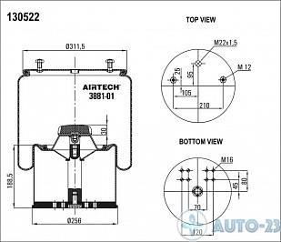 Пневмоподушка со стаканом и плитой AIRTECH 388101KPP