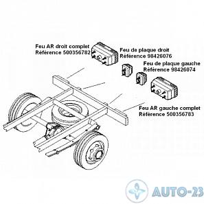 Фонарь номерного знака правый IVECO 98426076