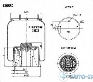 Пневмоподушка со стаканом AIRTECH 32923KPP
