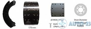 Колодка тормозная барабанная 419х178 STELLOX 8502503