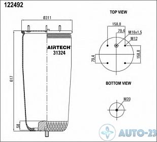 Пневмоподушка 881MB без стакана AIRTECH 31324P