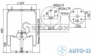 Пневмоподушка 3725K со стаканом STELLOX 9007251