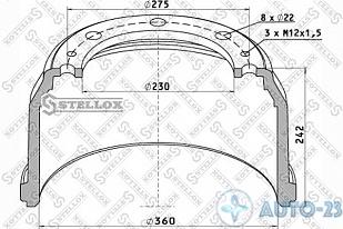 Барабан тормозной задний MAN STELLOX 8500070