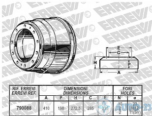 Барабан тормозной ERREVI 790088