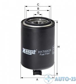 Фильтр топливный со сливом HENGST H17WK06